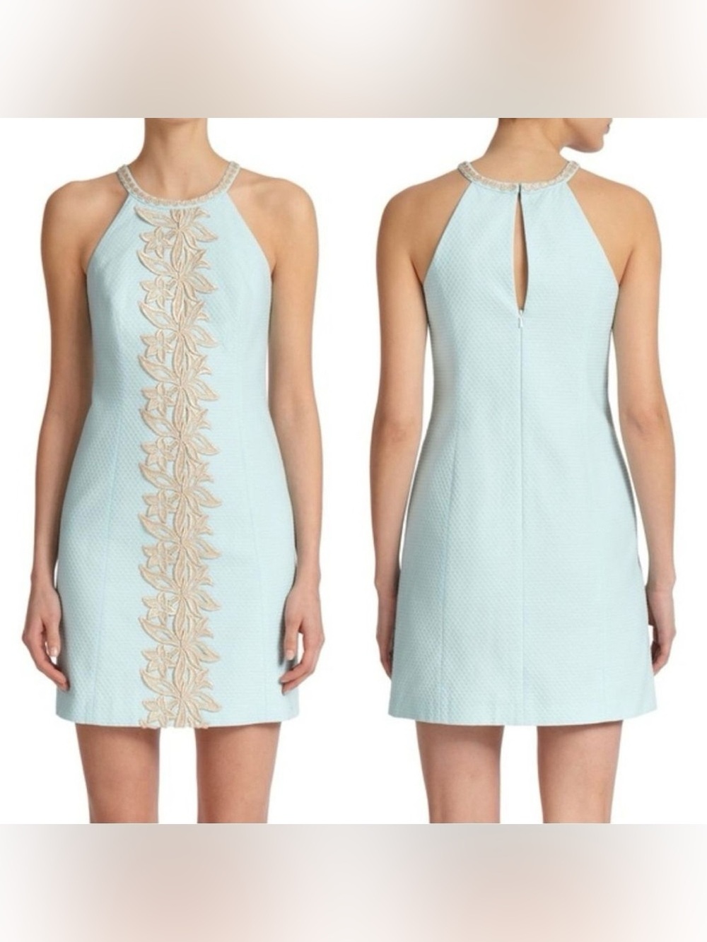 Lilly Pulitzer Embroidered Pearl Shift Dress in Whisper Blue size 0 XS